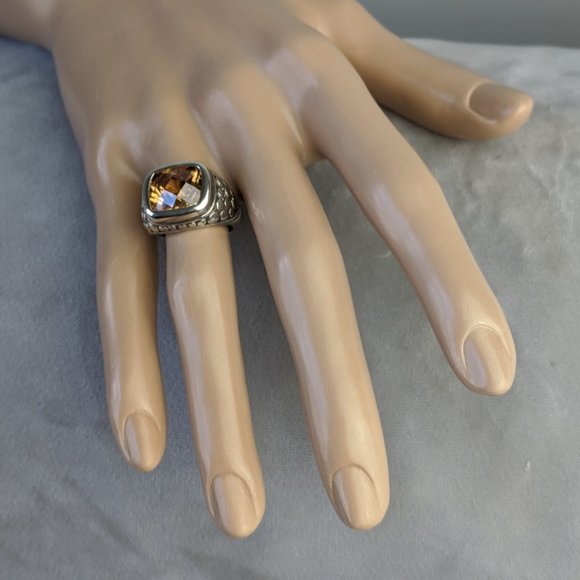 CITRINE STERLING SILVER Square Cut Dot Band Ring - Picture 3 of 15